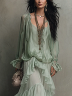 Daisy | Mint Green Tiered Ruffle Two-Piece Set