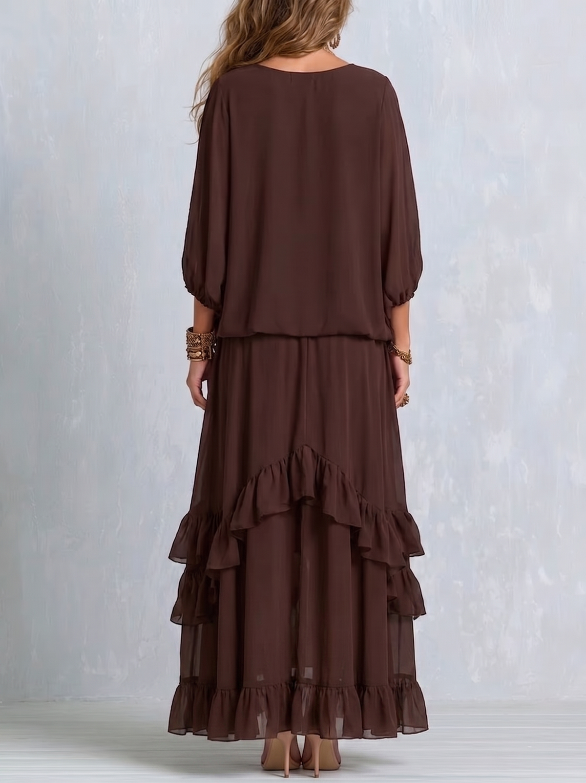 Marlowe | Ruffle-Tiered Maxi Skirt & Tassel-Tie Blouson Top Set