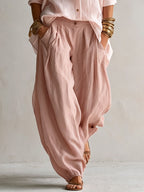 Josephine | Blush Button-Front Shirt & Lantern Pants Set
