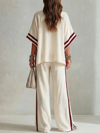 Valentine| Striped Color-Block Wide-Leg Pants Two-Piece Set