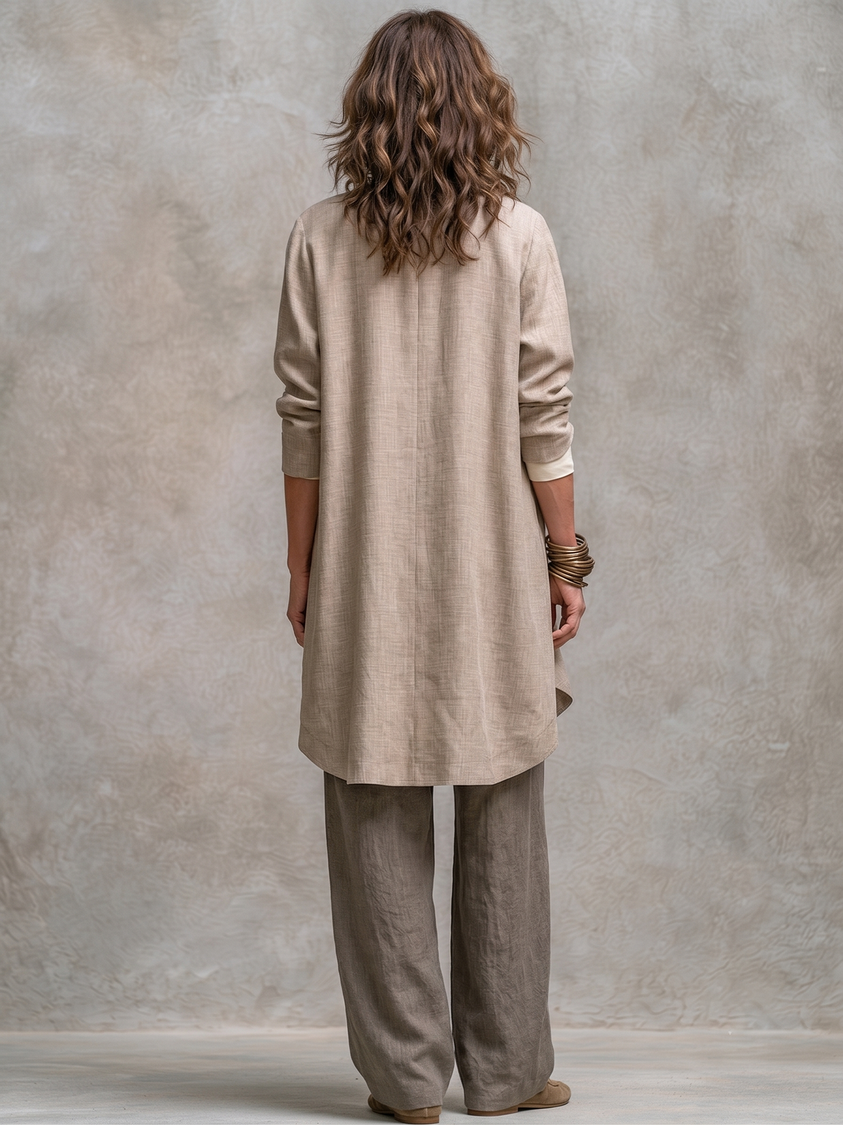 Caroline | Open-Front Longline Jacket, Satin Tank & Wide-Leg Trouser Set