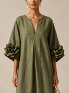 Julianna | Flowy Maxi Dress with Rose-Cuff Sleeves