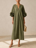 Julianna | Flowy Maxi Dress with Rose-Cuff Sleeves