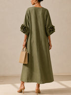 Julianna | Flowy Maxi Dress with Rose-Cuff Sleeves