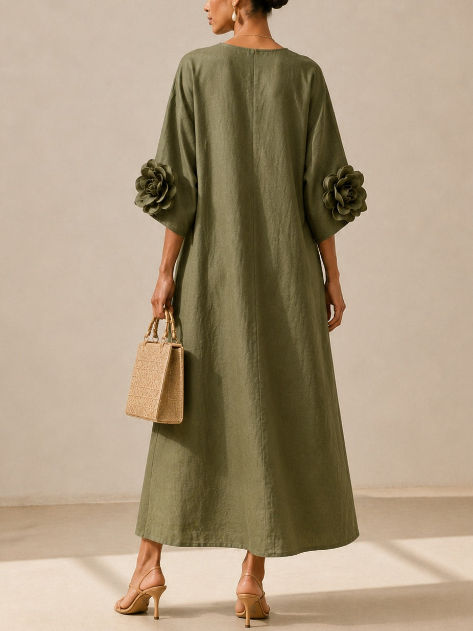 Julianna | Flowy Maxi Dress with Rose-Cuff Sleeves