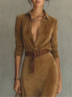 Aurelia | Suede Belted Dress