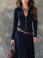 Diana | Long button-down suede dress