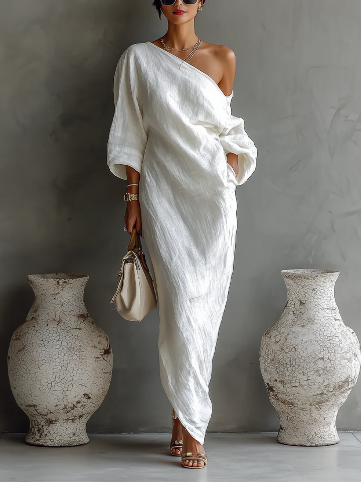 Elisea | Elegant asymmetrical maxi dress