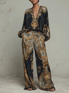 Claudia | Floral baroque set with palazzo pants