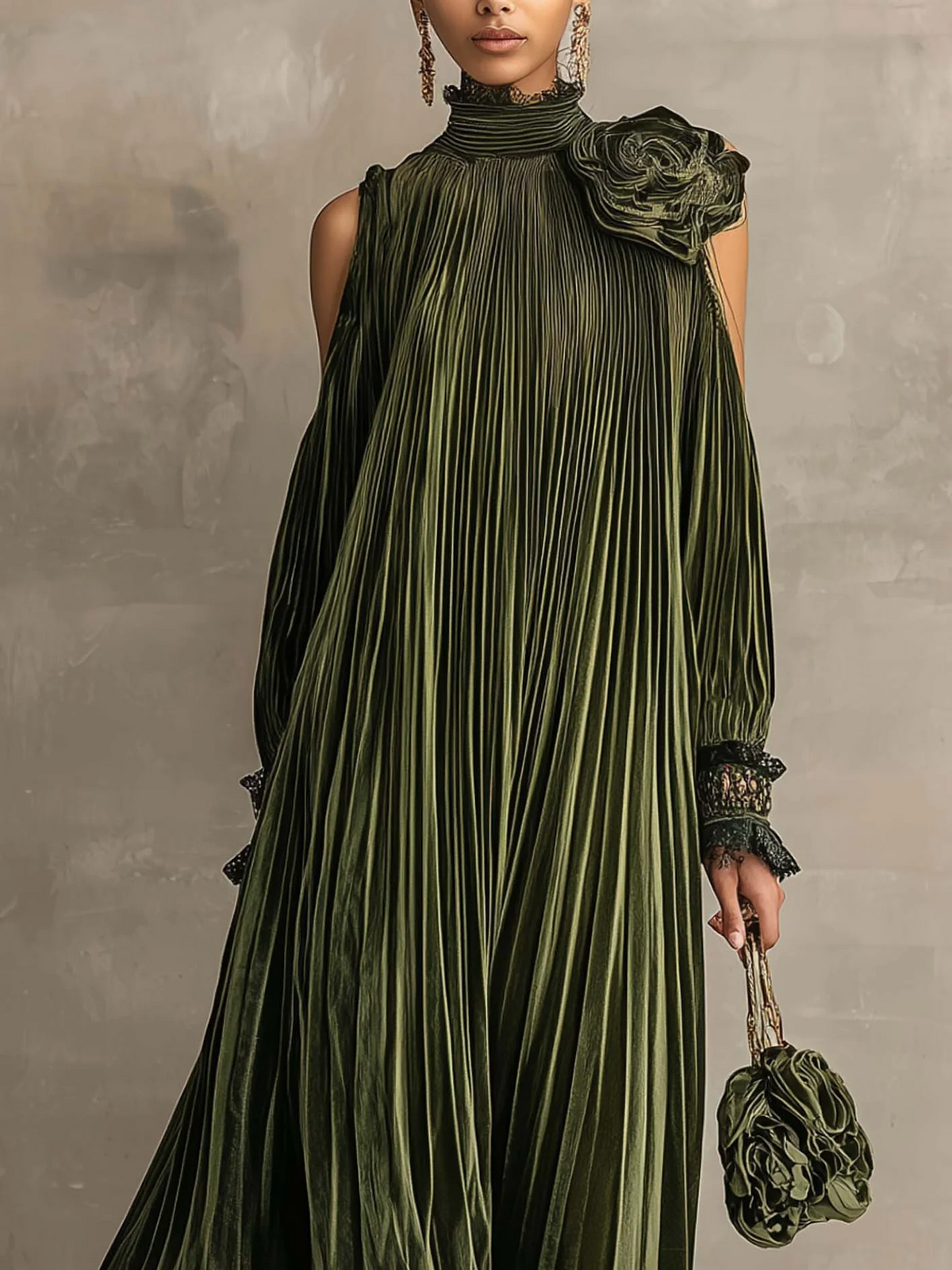 Nellie | Maxi Dress With Floral Shoulder Detail