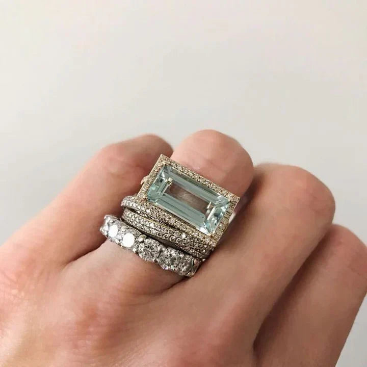 Ensemble de Bagues Vintage en Argent avec Verre Turquoise