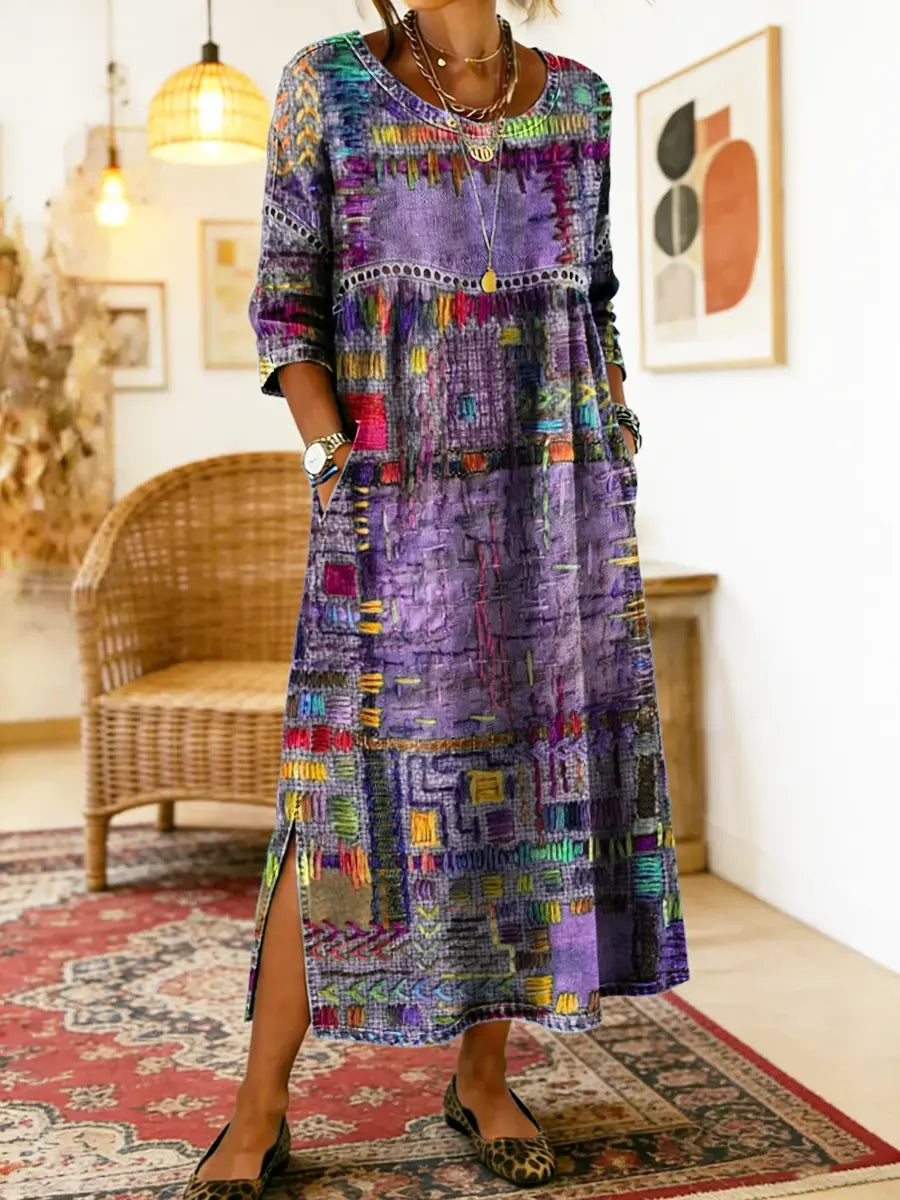 Sabine | Bohemian Patchwork Denim Dress