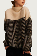 Adeline | Fine-Knit Herringbone Turtleneck