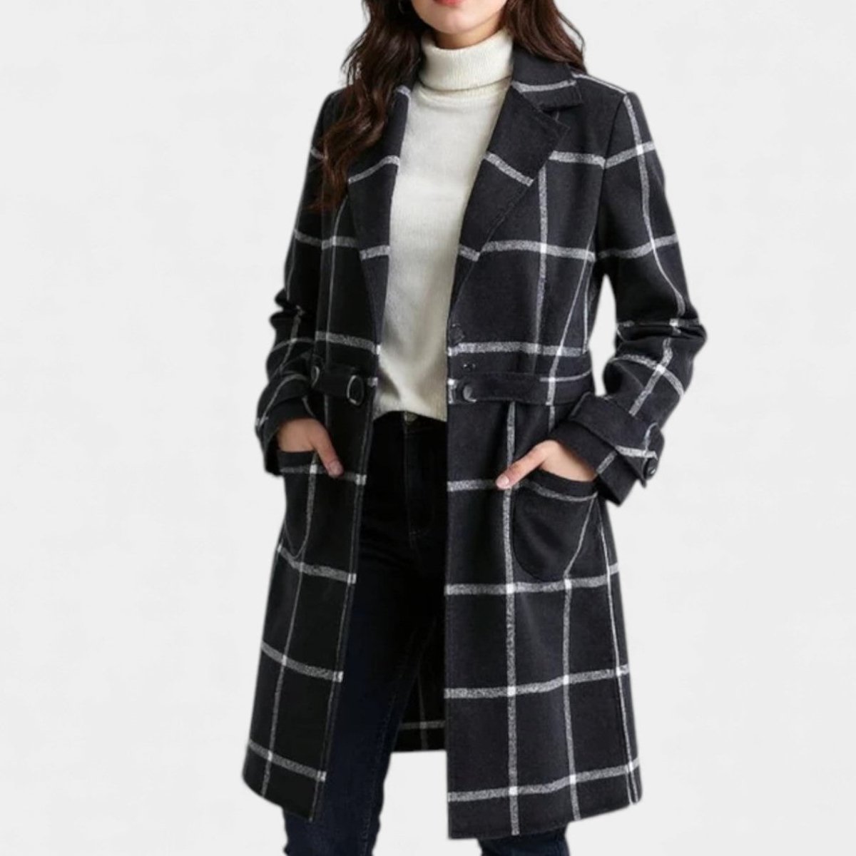 Adriana | Plaid Winter Trench Coat