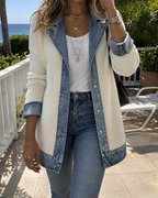 Molly | Relaxed Denim & Rib-Knit Jacket