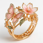 Ring with zircons and butterfly design