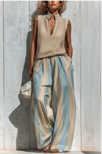 Scarlett | Striped Wide-Leg Trouser & Knit Top Set