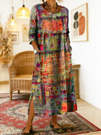 Sabine | Denim dress with bohemian patchwork