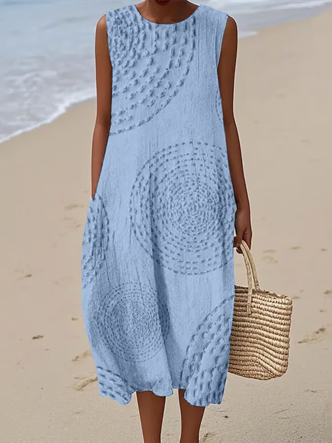 Ashly | Robe longue sans manches avec design texturé