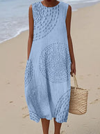 Ashly | Robe longue sans manches avec design texturé