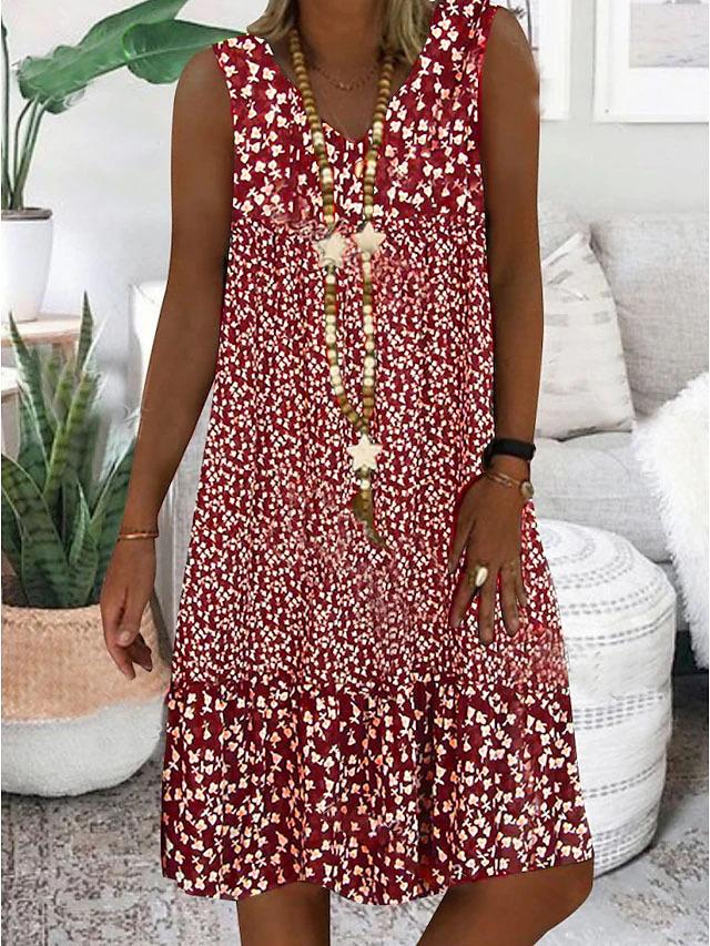 Nerise | Robe sans manches à col en V fleuri