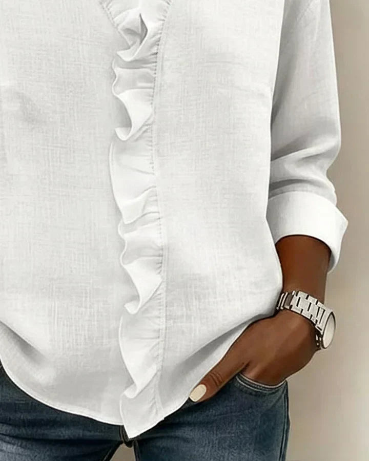 Anora | Blouse à volants et col en V