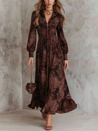 Oriane | Paisley High-Waisted Zip-Neck Maxi Dress