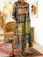 Sabine | Denim dress with bohemian patchwork