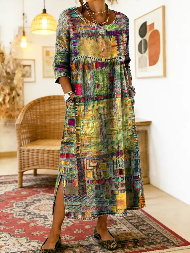 Sabine | Bohemian Patchwork Denim Dress