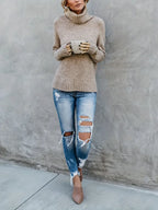 Bonnie | Women's Ribbed Knit Turtleneck Sweater