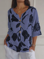 Eloriel | Floral button-down blouse