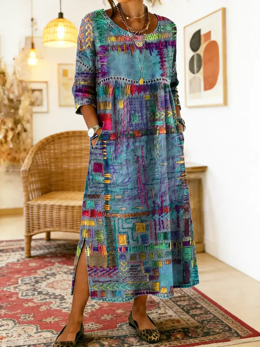 Sabine | Bohemian Patchwork Denim Dress