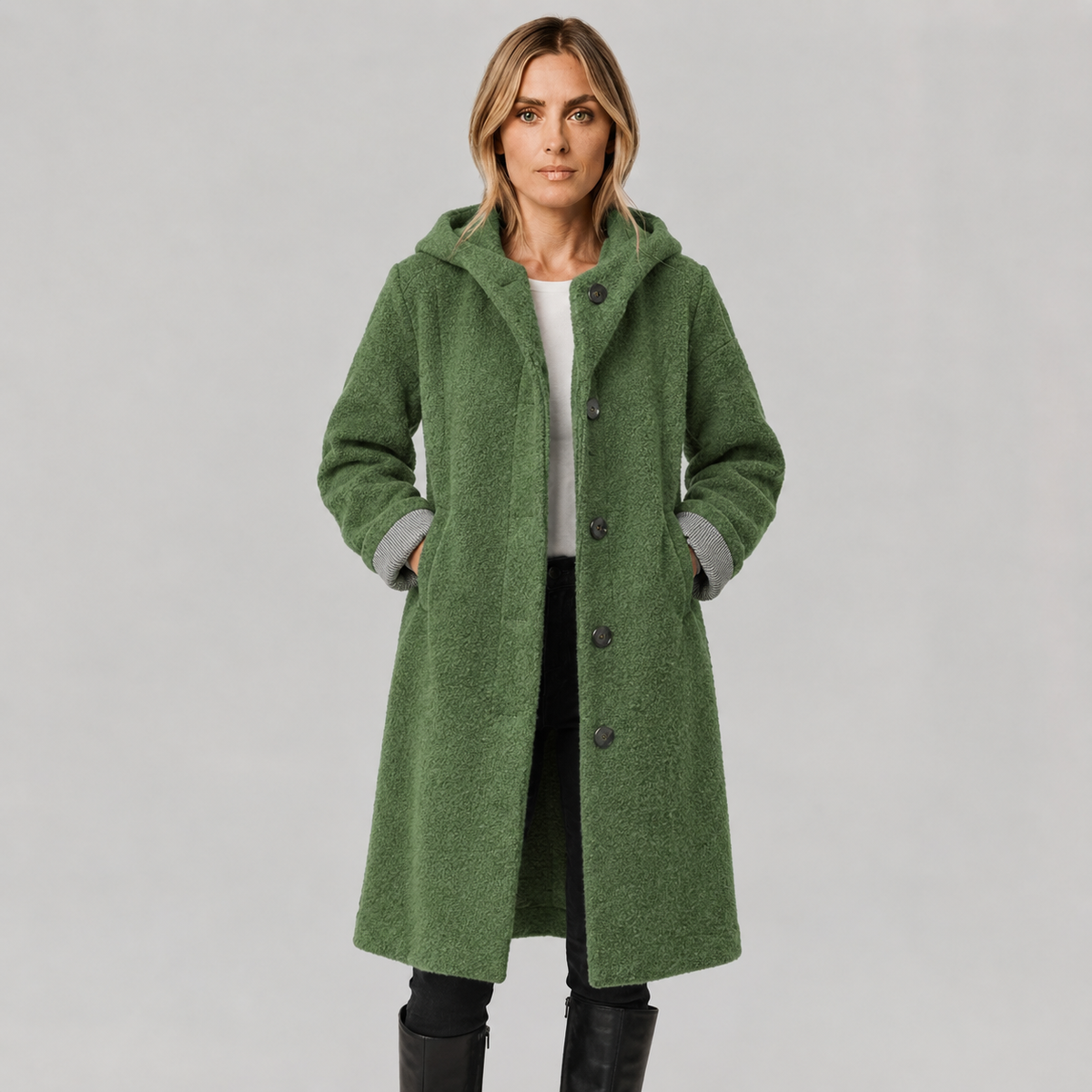 Eleanor | Longline Hooded Button-Front Coat