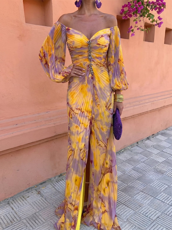Isadora | Floral maxi dress with plunging neckline