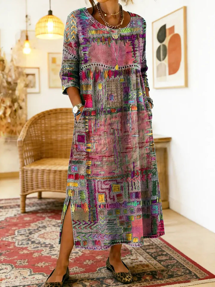 Sabine | Bohemian Patchwork Denim Dress