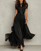 Zoey | Ruffle Neck Pleated Dress for Women