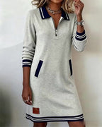Dorelia | Polo Zip-Neck Long Sleeve Sweatshirt Dress
