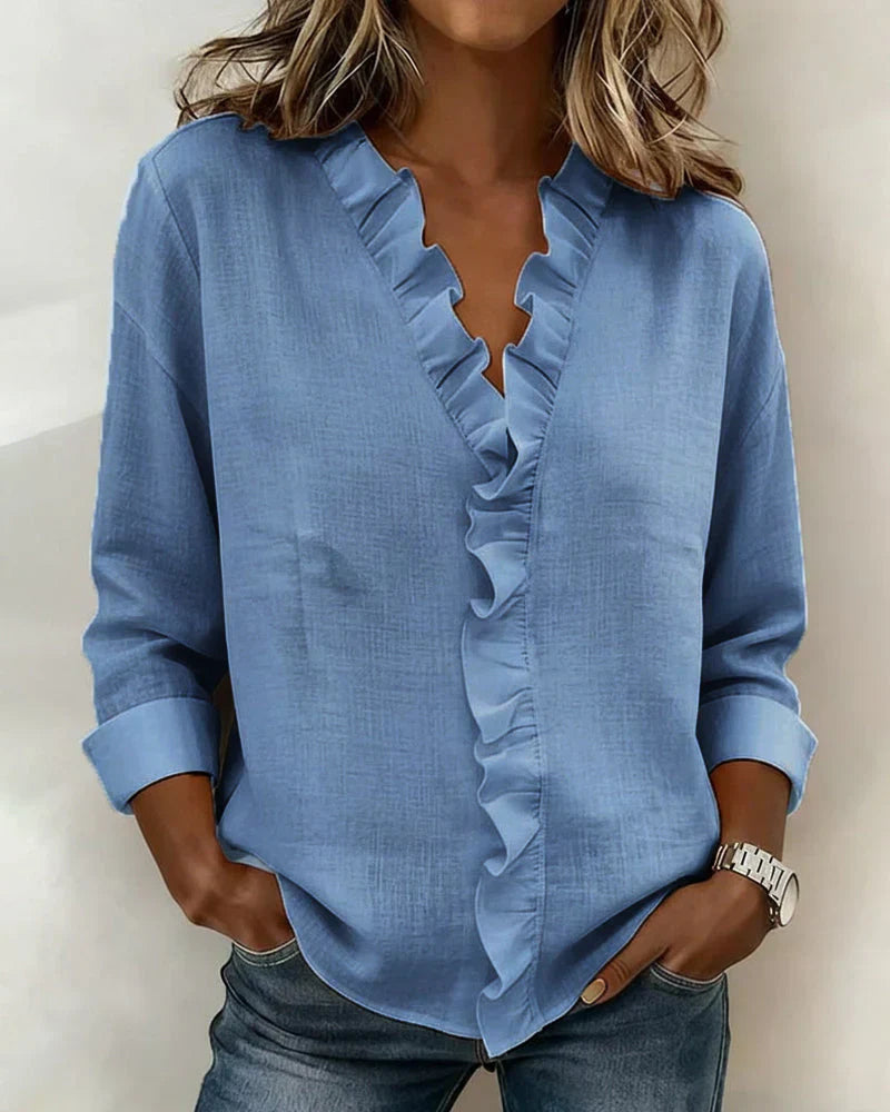 Anora | Ruffle V-neck Blouse