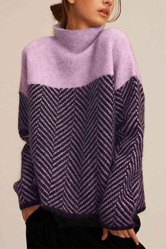Adeline | Fine-Knit Herringbone Turtleneck