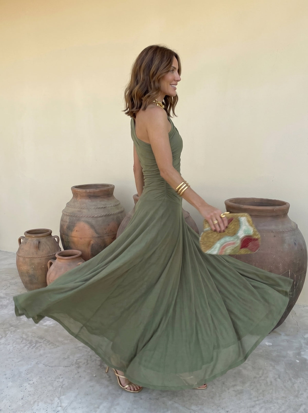 Cordoue | Three-tone off-the-shoulder maxi dress