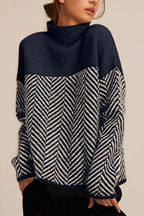 Adeline | Fine-Knit Herringbone Turtleneck