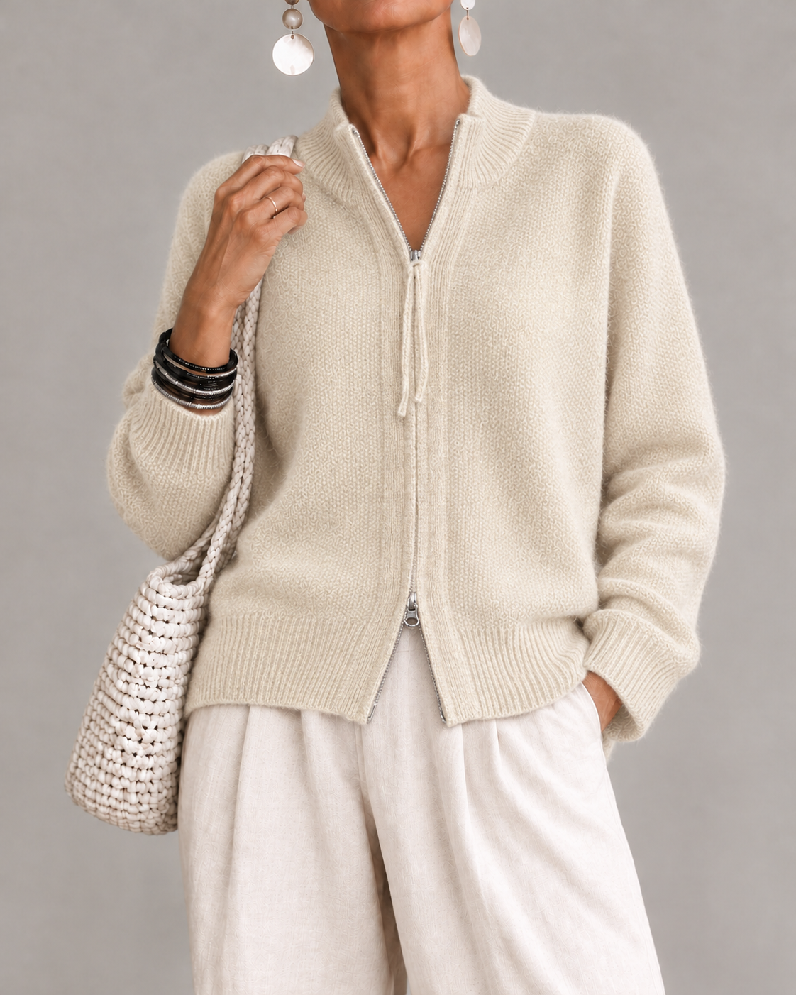 Luna | Elegant knit zip-up cardigan
