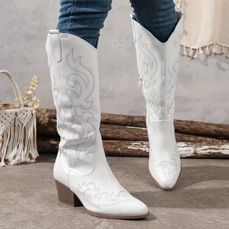 Colby | Embroidered Knee-High Boots