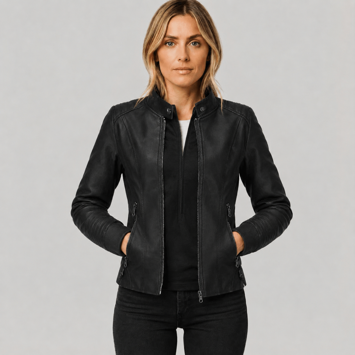 Larissa | Women's Slim-Fit Zip-Up Moto Jacket