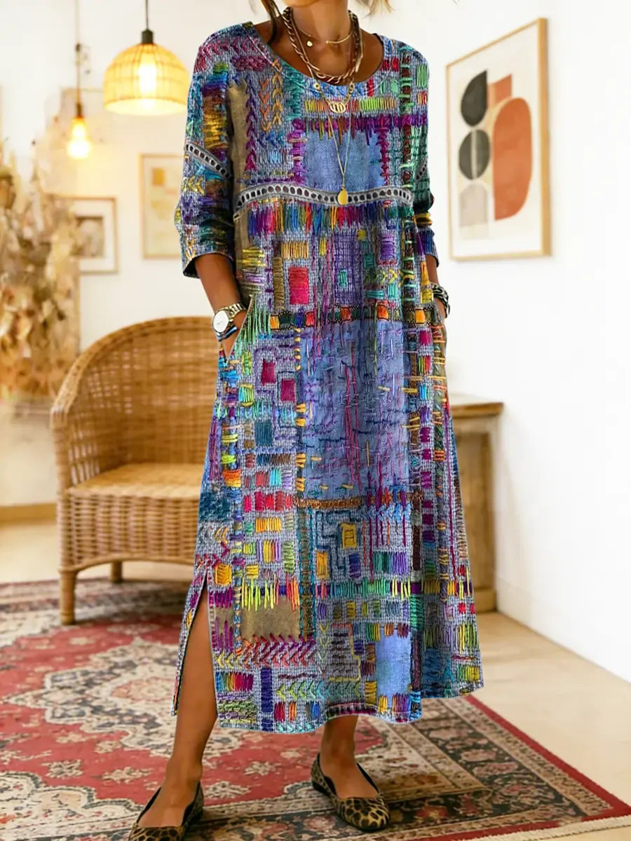 Sabine | Bohemian Patchwork Denim Dress