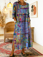 Sabine | Denim dress with bohemian patchwork