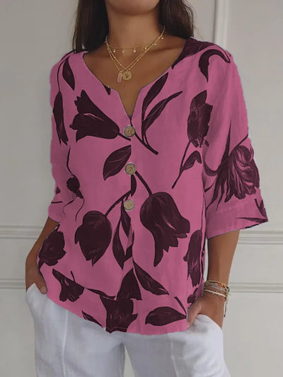 Eloriel - Floral Button-Up Blouse