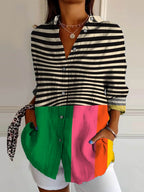 Sanne | Contrasting striped urban blouse