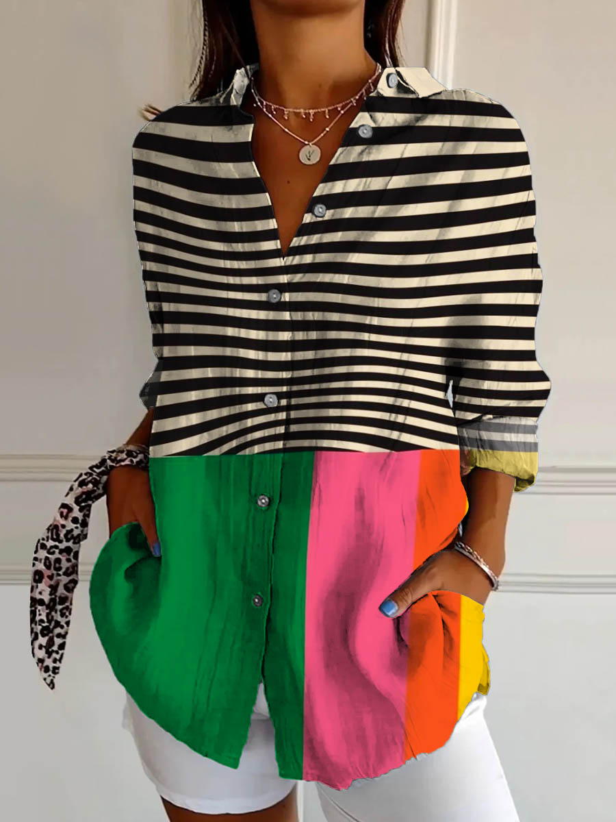Sanne | Contrasting striped urban blouse