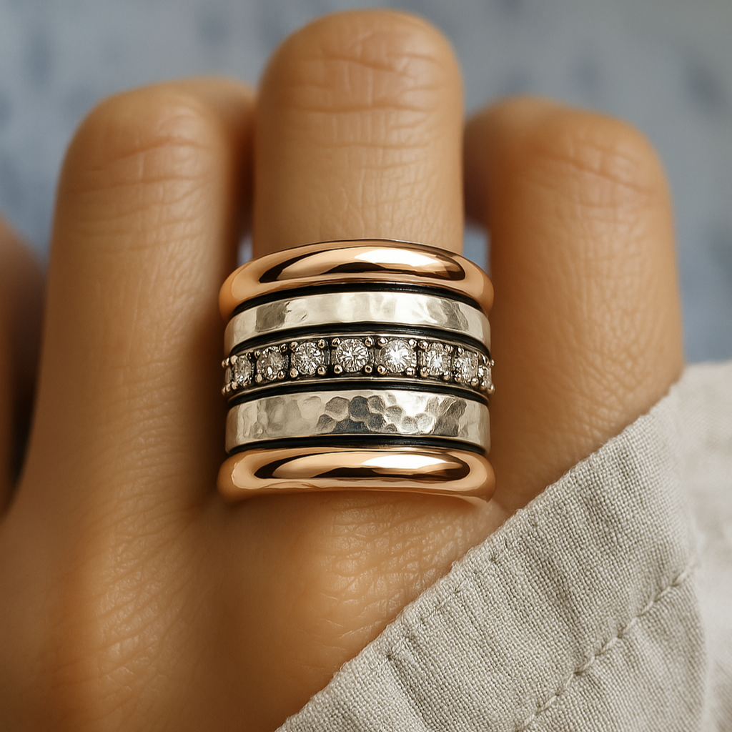 Bague vintage en or épais à plusieurs couches